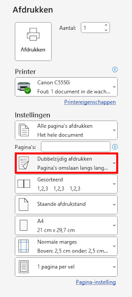Dubbelzijdig afdrukken Dubbelzijdig afdrukken